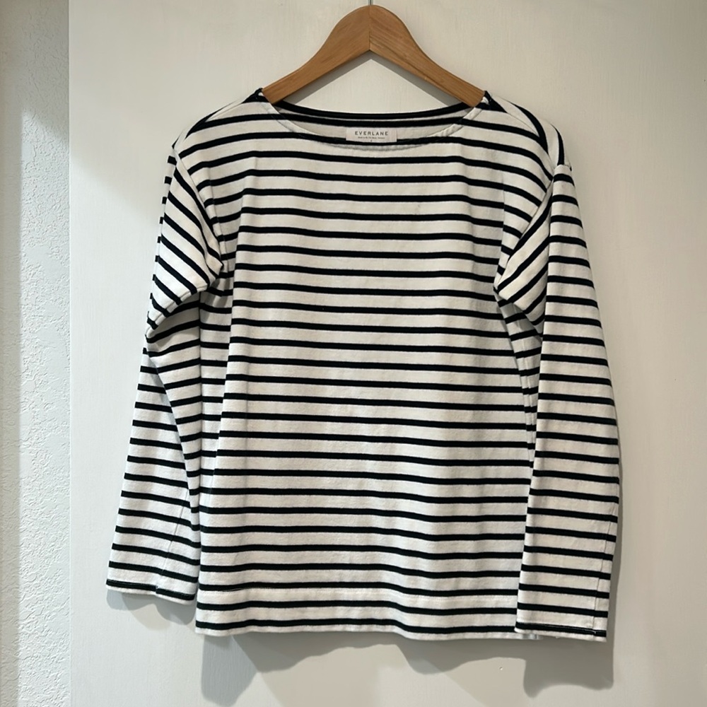 Everlane striped boat neck, long sleeve shirt